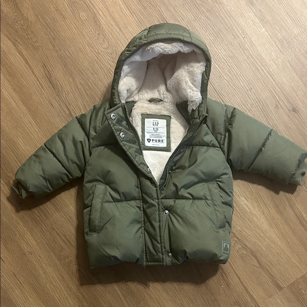 GAP Olive Green Hooded Puffer Jacket
